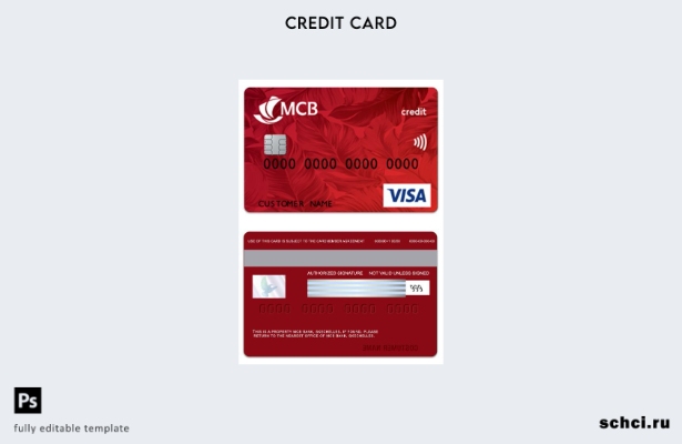 скачать в цифровом формате шаблон кредитной карты Visa Seychelles MCB Bank